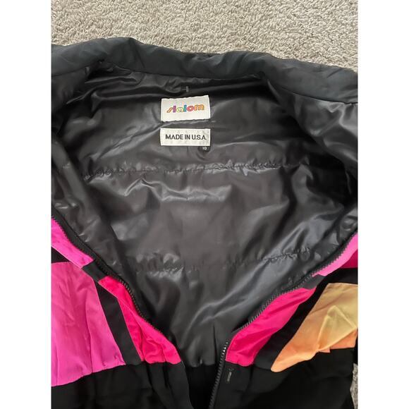 Vintage Slalom Skisuit Neon Blocks Black bottom Women’s size 10 - Picture 5 of 11